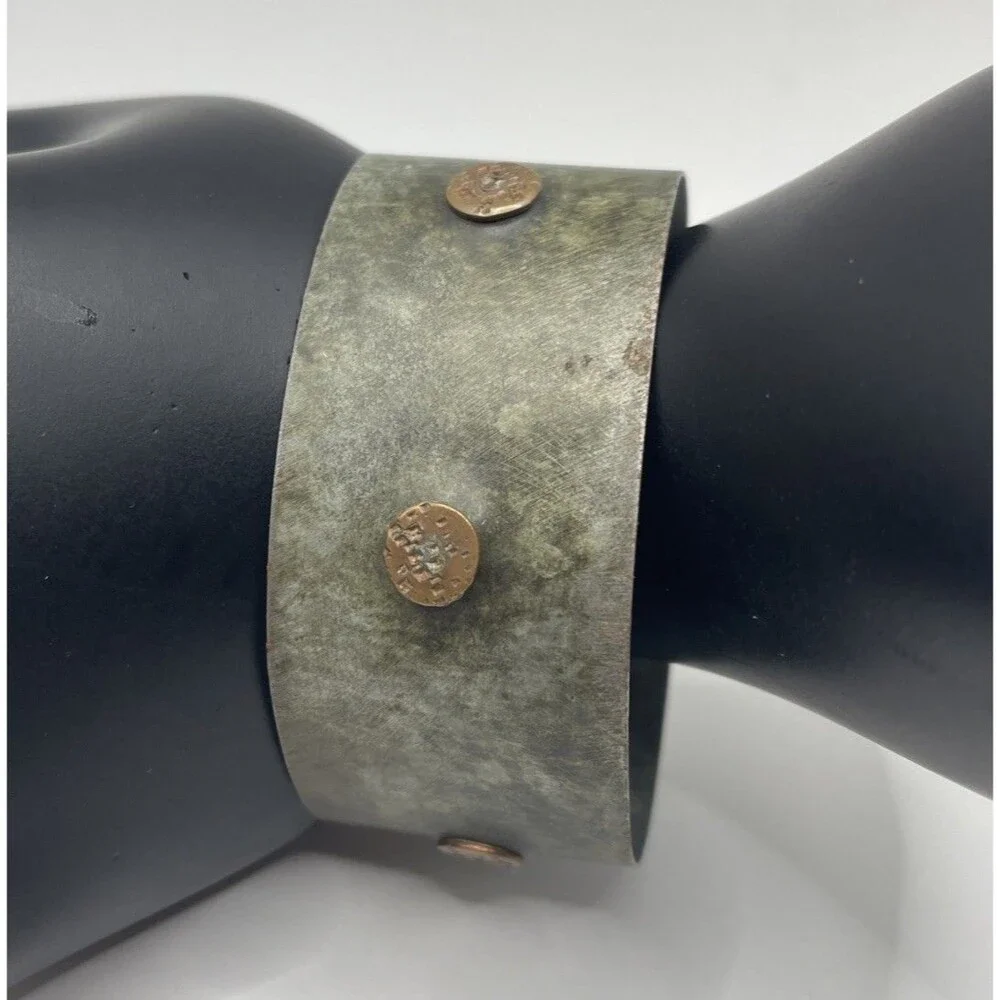Vintage Metal & Brass Cuff Bracelet. Modernest Punk Adjustable
